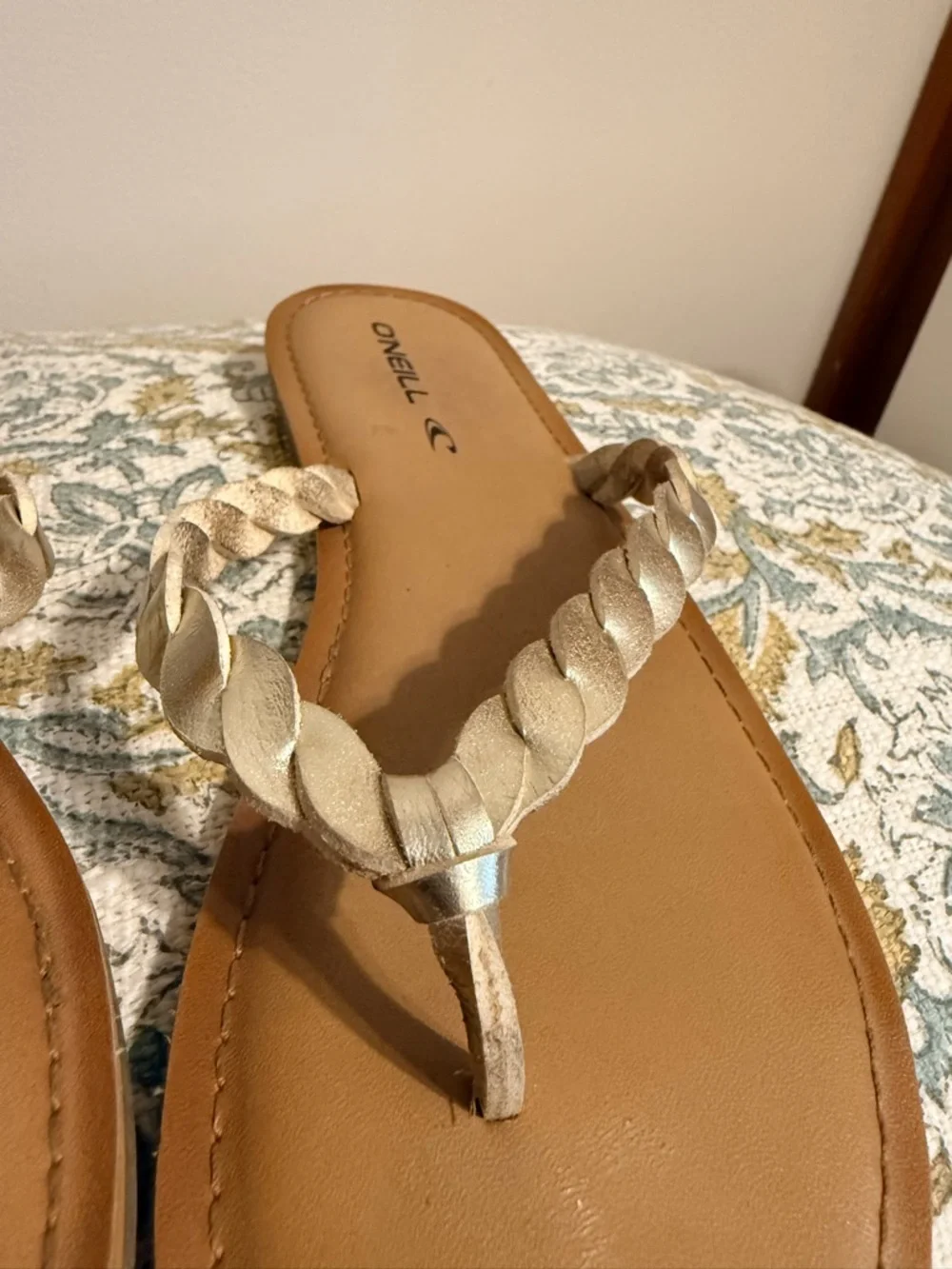 O'Neill Metallic Gold Braided Flips Flops
